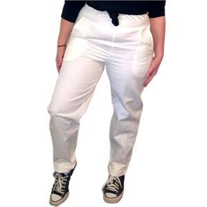 VINTAGE 80s Haband White High Rise Stretch Waistband Rigid Pants w/ Pockets 8/10